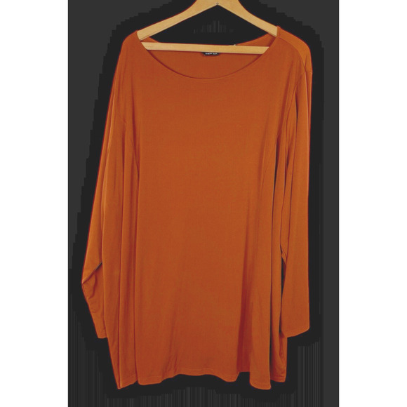 Susan Graver 5X Tunic Top Shirt Slinky Liquid Knit Burnt Orange Travel Comfort - Picture 2 of 6